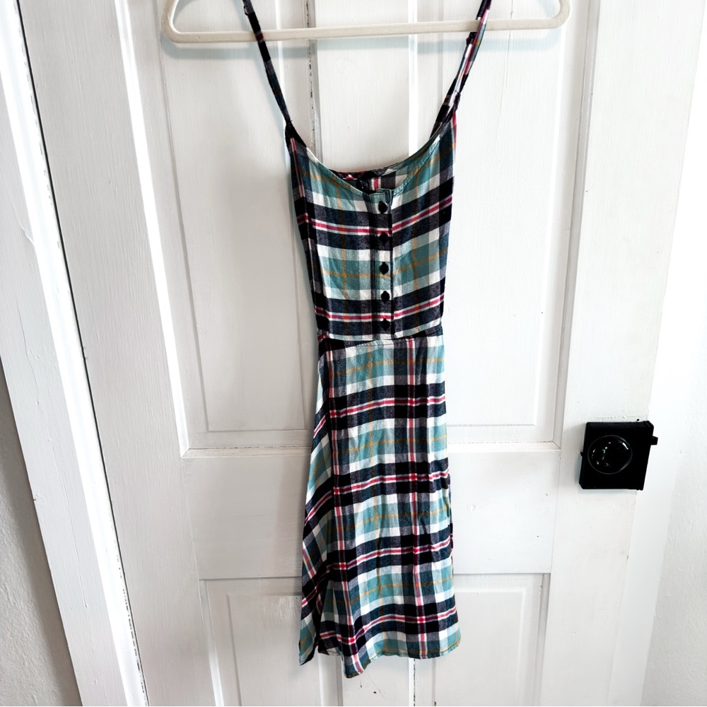 SO Blue and Pink Plaid Mini Dress